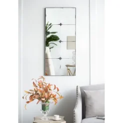 Kirkland's Home Decorative Mirrors-Antique Black Floral Panel Rectangle Mirror