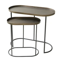 Kirkland's Home Accent & End Tables-Antique Brass Metal Nesting Tables, Set Of 2