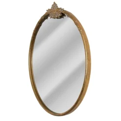 Kirkland's Home Decorative Mirrors-Antique Brass Metal Ornate Round Mirror