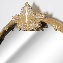 Kirkland's Home Decorative Mirrors-Antique Brass Metal Ornate Round Mirror