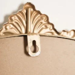 Kirkland's Home Decorative Mirrors-Antique Brass Metal Ornate Round Mirror