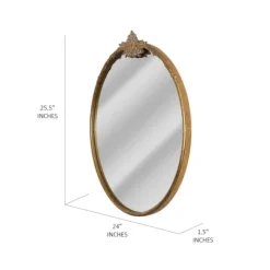 Kirkland's Home Decorative Mirrors-Antique Brass Metal Ornate Round Mirror