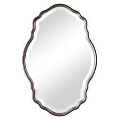 Kirkland's Home Decorative Mirrors-Antique Bronze And Silver Curved Wooden Mirror
