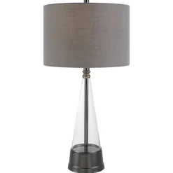 Kirkland's Home Table Lamps-Antique Dark Nickel Cone Base Table Lamp