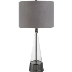 Kirkland's Home Table Lamps-Antique Dark Nickel Cone Base Table Lamp