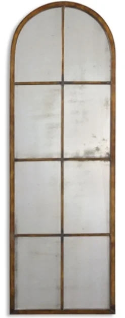 Kirkland's Home Decorative Mirrors-Antique Gold Arched Metal Mirror