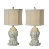 Kirkland's Home Table Lamps-Antique Ivory Distressed Table Lamps, Set Of 2