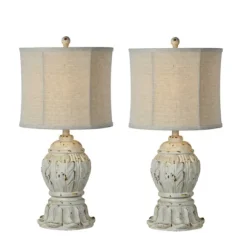 Kirkland's Home Table Lamps-Antique Ivory Distressed Table Lamps, Set Of 2