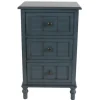 Kirkland's Home Accent & End Tables-Antique Navy 3-Drawer Chest Side Table