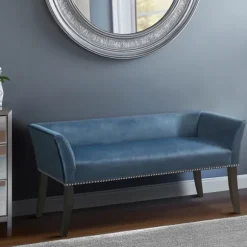 Kirkland's Home Benches & Ottomans-Antique Sapphire Low Back Upholstered Bench