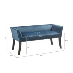 Kirkland's Home Benches & Ottomans-Antique Sapphire Low Back Upholstered Bench