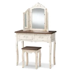 Kirkland's Home Armoires-Antique White And Walnut 2-Pc. Vanity Set