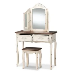 Kirkland's Home Armoires-Antique White And Walnut 2-Pc. Vanity Set