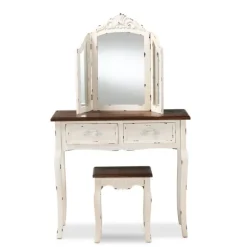 Kirkland's Home Armoires-Antique White And Walnut 2-Pc. Vanity Set