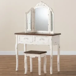 Kirkland's Home Armoires-Antique White And Walnut 2-Pc. Vanity Set