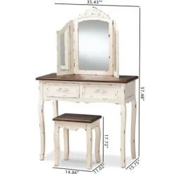 Kirkland's Home Armoires-Antique White And Walnut 2-Pc. Vanity Set