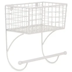 Kirkland's Home Wall Storage-Antique White Wire Basket Towel Rack