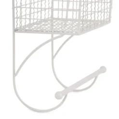Kirkland's Home Wall Storage-Antique White Wire Basket Towel Rack