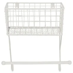 Kirkland's Home Wall Storage-Antique White Wire Basket Towel Rack