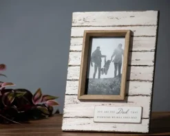 Kirkland's Home Picture Frames-Antique White Wooden Dad Picture Frame