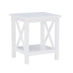 Kirkland's Home Accent & End Tables-Antique White X Side Frame Accent Table