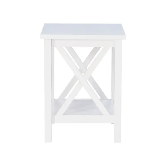 Kirkland's Home Accent & End Tables-Antique White X Side Frame Accent Table