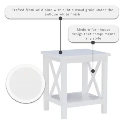 Kirkland's Home Accent & End Tables-Antique White X Side Frame Accent Table