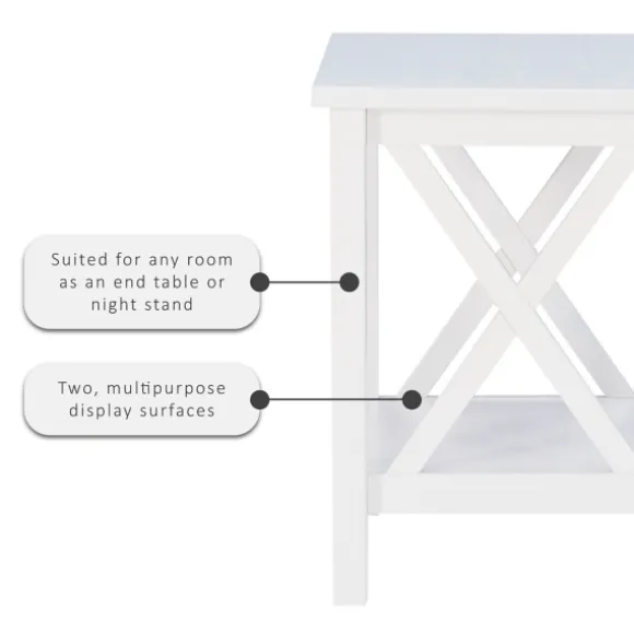 Kirkland's Home Accent & End Tables-Antique White X Side Frame Accent Table