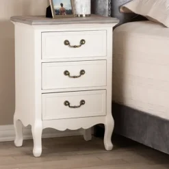 Kirkland's Home Nightstands-Antique Wooden 3-Drawer Nightstand