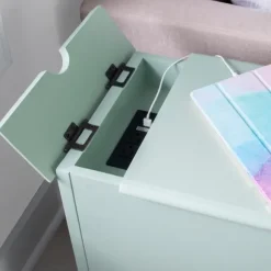 Kirkland's Home Nightstands-Aqua Accent Table With Charging Station