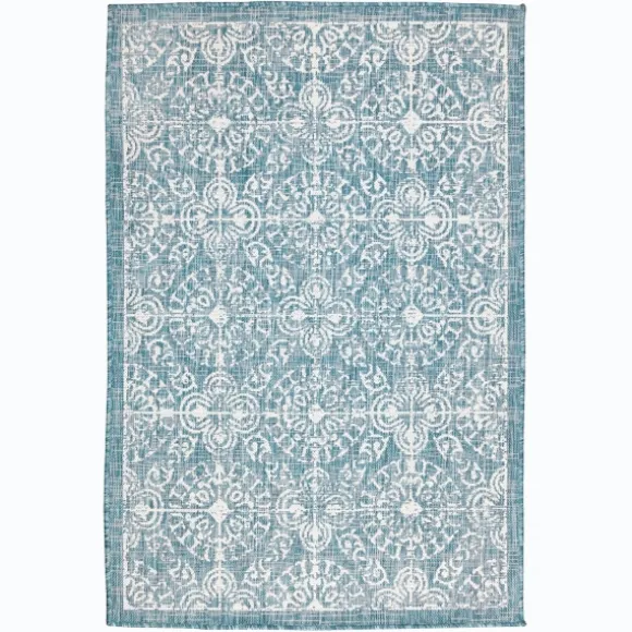 Kirkland's Home Outdoor Rugs-Aqua Embellished Indoor/Outdoor Area Rug, 3X4