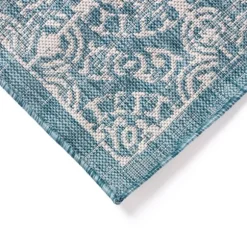 Kirkland's Home Outdoor Rugs-Aqua Embellished Indoor/Outdoor Area Rug, 3X4