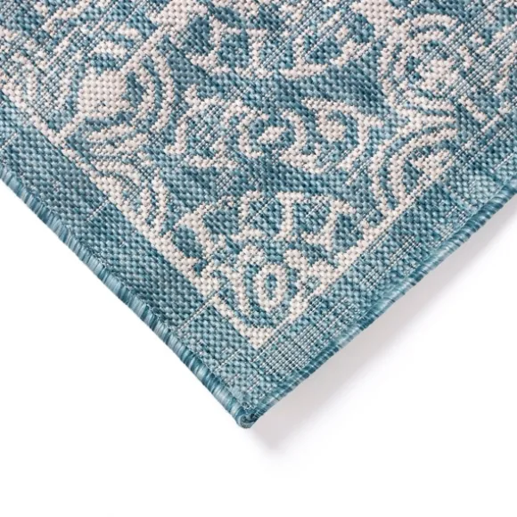 Kirkland's Home Outdoor Rugs-Aqua Embellished Indoor/Outdoor Area Rug, 3X4