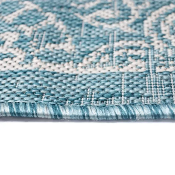 Kirkland's Home Outdoor Rugs-Aqua Embellished Indoor/Outdoor Area Rug, 3X4