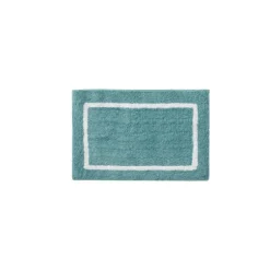 Kirkland's Home Bathroom Rugs-Aqua Geometric Pattern Reversible Bath Mat, 34 In