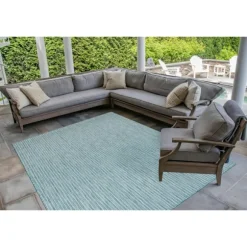 Kirkland's Home Outdoor Rugs-Aqua Intertwine Indoor/Outdoorr Area Rug, 6X9