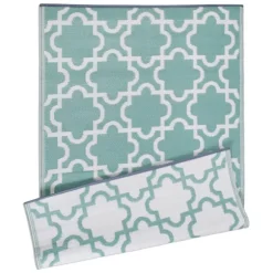Kirkland's Home Outdoor Rugs-Aqua Moroccan Trellis Outdoor Area Rug, 4X6