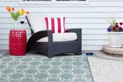 Kirkland's Home Outdoor Rugs-Aqua Moroccan Trellis Outdoor Area Rug, 4X6