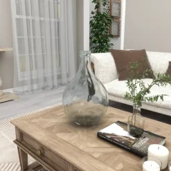 Kirkland's Home Vases-Aqua Teardrop Glass Tabletop Decorative Vase