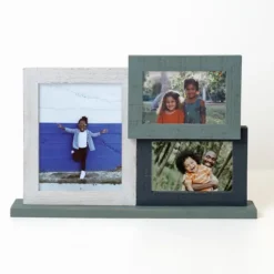 Kirkland's Home Picture Frames-Aqua Wood 3-Opening Picture Frame