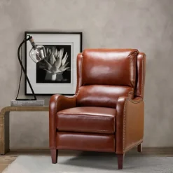 Kirkland's Home Accent Chairs-Arturo Leather Wingback Recliner