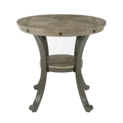 Kirkland's Home Accent & End Tables-Ash Round Nailhead Side Table