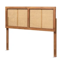 Kirkland's Home Beds & Headboards-Ash Walnut Wood Rattan Frame King Headboard
