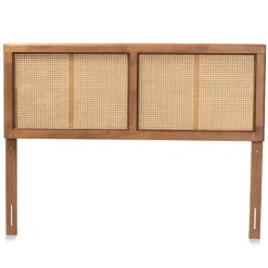 Kirkland's Home Beds & Headboards-Ash Walnut Wood Rattan Frame King Headboard