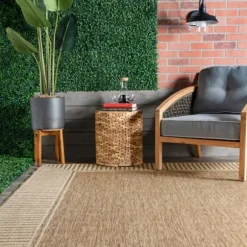 Kirkland's Home Outdoor Rugs-Asia Stripe Border Outdoor Rug, 8X10