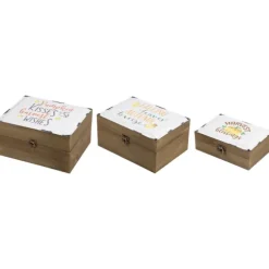 Kirkland's Home Decorative Accents-Autumn Boxes With Metal Covers, Set Of 3