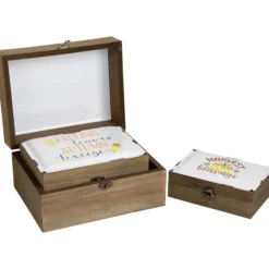 Kirkland's Home Decorative Accents-Autumn Boxes With Metal Covers, Set Of 3