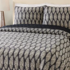 Kirkland's Home Quilts-Ayesha Curry Black And White Leaf Queen Quilt Set