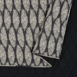 Kirkland's Home Quilts-Ayesha Curry Black And White Leaf Queen Quilt Set