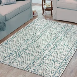 Kirkland's Home Outdoor Rugs-Azure Terrace Sun Shower Outdoor Area Rug, 7X9